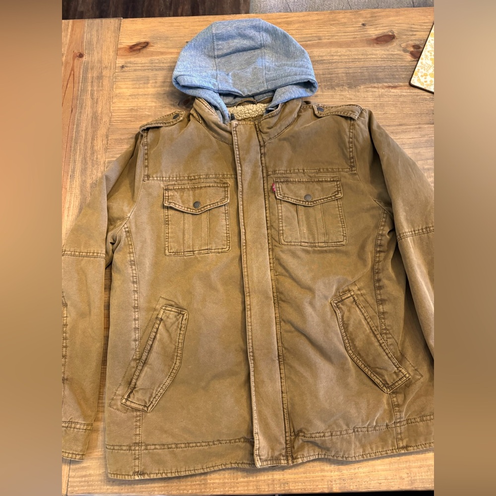 Levi’s Canvas Military Field Coat with zip out hood.